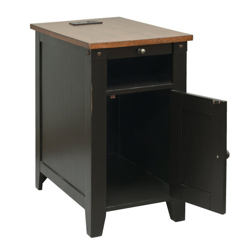Gracie Oaks Ashworth Tray Top End Table with Storage and BuiltIn